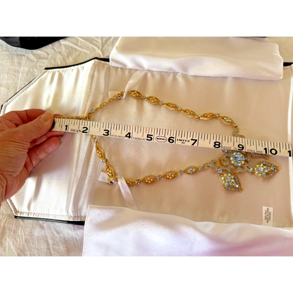 Suzanne Somers Crystal Iridescent Blue Dangle Statement 3D Necklace w Box - Picture 8 of 15